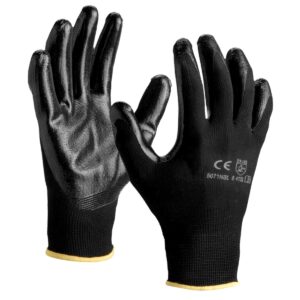 Gant en polyester noir avec enduction nitrile noir paume et doigts