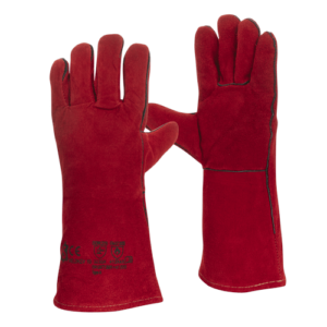 Gant "anti-chaleur" ou « soudeur" 35cm, cousu en fil résistant à la chaleur, doublé, tout croûte de bovin avec manchette renforcée. Carton de 60 paires TU 10